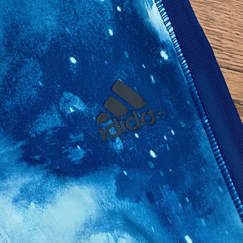 Adidas Climalite Moisture Wicking Capri Gym Blue Abstract Capri Leggings Size S - Picture 4 of 12